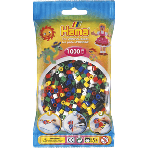 Hama Perlenbeutel.1.000 Stück - Mix 6 Farben