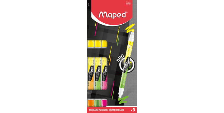 Maped Doppelseitiger Textmarker-Stift FLUO DUO x 3