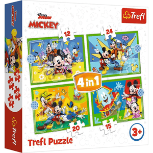 Trefl 4 in 1 Puzzle 12 + 15 + 20 + 24 Teile  -  Mickey Mouse und Freunde