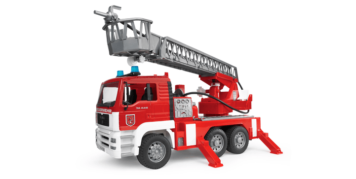 bruder - MAN TGA Feuerwehr mit Drehleiter + Wasserpumpe und L + S Modul
