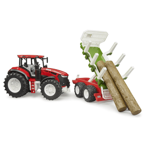 bruder - ROADMAX Traktor mit Rückeanhänger und 3 Baumstämmen