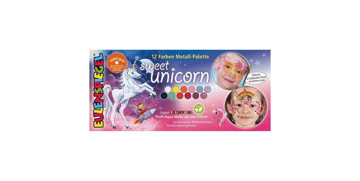 Eulenspiegel 12 Farben 2 Glitzer Metall-Palette Sweet Unicorn
