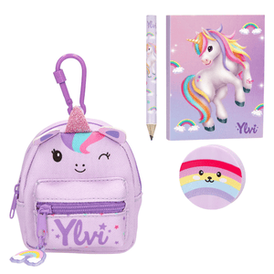 Ylvi Einhorn Rucksack mit Schreibset ( lila )