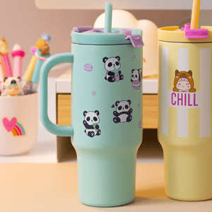 PENFection To Go Becher mit Strohhalm PANDA