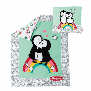 Heless Puppen-Bettdecke Pinguin Pünktchen  mit Kissen