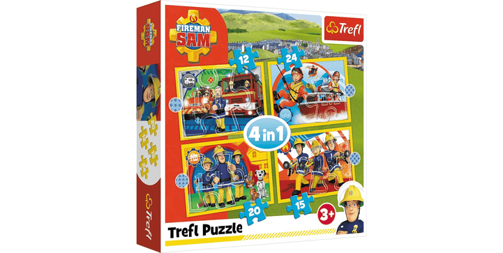 Trefl 4 in 1 Puzzle 12 + 15 + 20 + 24 Teile  - Feuerwehrmann Sam