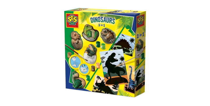 SES Dinosaurier 2 in 1 - Gipsgießen und Kratzbilder