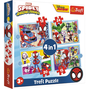 Trefl 4 in 1 Puzzle 12 + 15 + 20 + 24 Teile  – Marvel Spidey