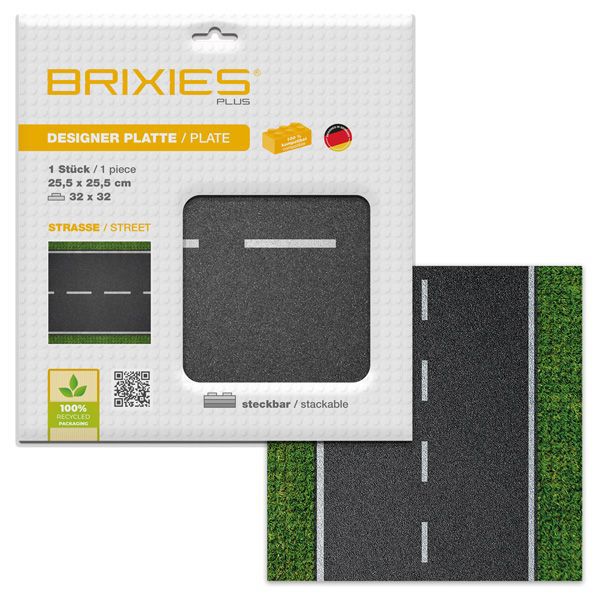 BRIXIES® Bodenplatte 32 x 32 cm Straße Gerade