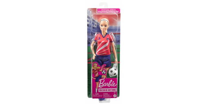 Barbie Fußballspielerin im roten Trikot