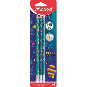 Maped Bleistift PIXEL PARTY HB mit Radiergummikopf x 6