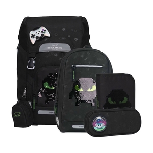 Beckmann Schulrucksack Classic Maxi 6-teiliges Set - Pixel