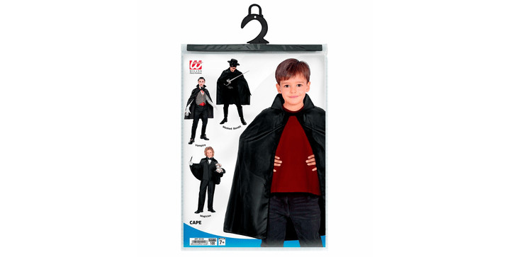 Widmann schwarzer Umhang Kindergröße - 100 cm Länge