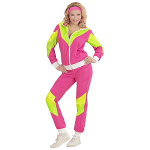 Widmann Kostüm 80-er Jahre Trainingsanzug Pink/Grün Größe S