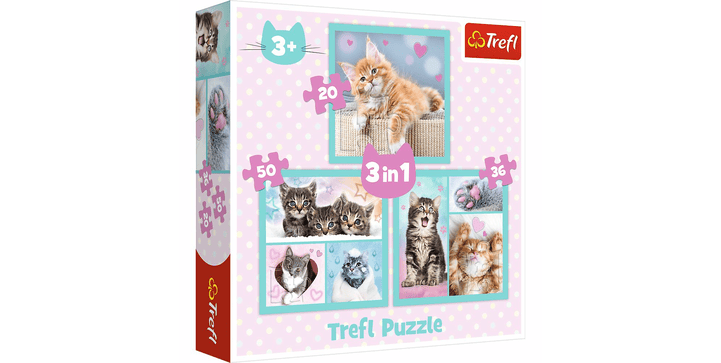 Trefl 3 in 1 Puzzle - Katzen