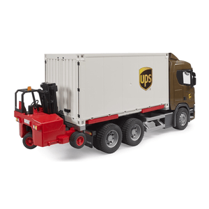 bruder® Scania Super 560R UPS Logistik-LKW mit Mitnahmestapler