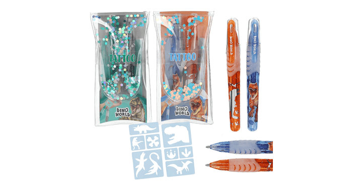 Dino World Tattoo Glitzer Gelstifte - Blindpack
