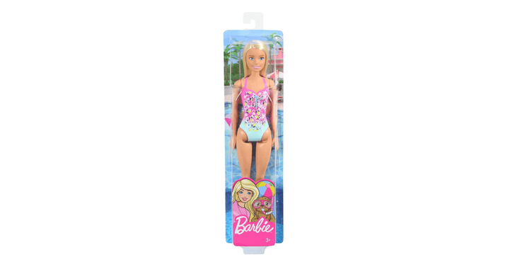 Mattel Barbie Beach Puppe mit Badeanzug im Blumenmuster