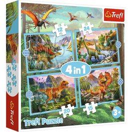 Trefl 4 in 1 Puzzle 12 + 15 + 20 + 24 Teile - Dinosaurier