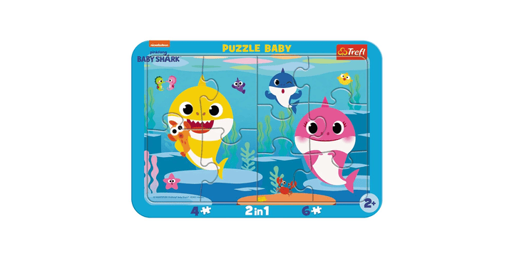 Trefl 2 in 1 Baby Puzzle 4 + 6 Teile Happy Sharks