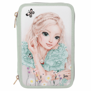 TOPModel 3 Fach Federtasche mit Stickerei SUMMER FEELING