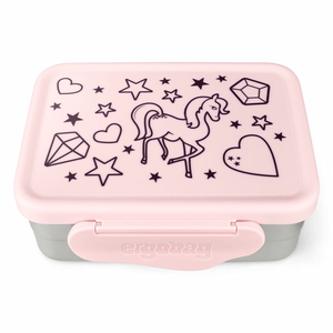 ergobag Edelstahl-Brotdose Rosa Diamanten Pferd