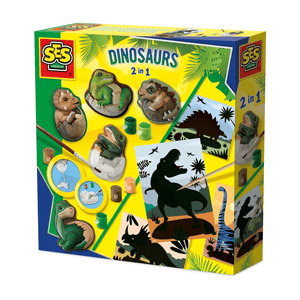 SES Dinosaurier 2 in 1 - Gipsgießen und Kratzbilder