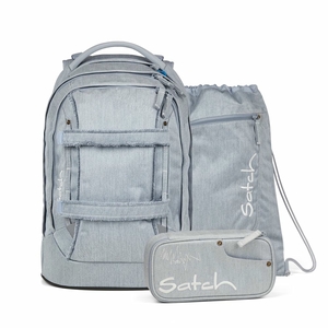 satch Pack Schulrucksack-Set Washed Blue