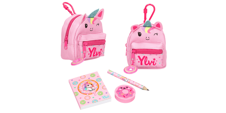 Ylvi Einhorn Rucksack mit Schreibset ( rosa )