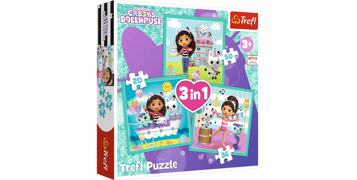 Trefl 3 in 1 Puzzle - Gabby's Dollhouse