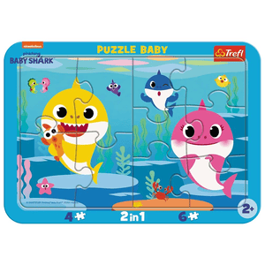 Trefl 2 in 1 Baby Puzzle 4 + 6 Teile Happy Sharks