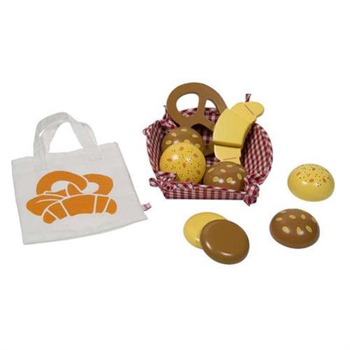 GOKI Kaufladen Miniaturen Brötchen mit Baumwollbeutel und Korb