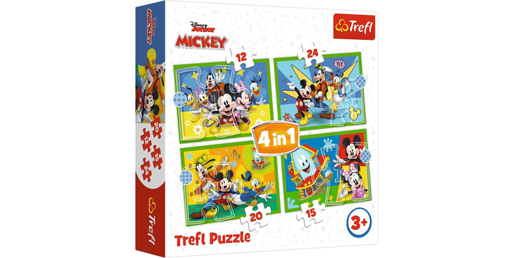 Trefl 4 in 1 Puzzle 12 + 15 + 20 + 24 Teile  -  Mickey Mouse und Freunde