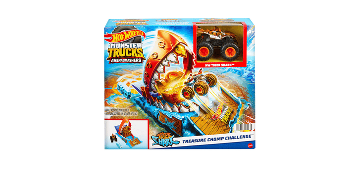 Hot Wheels Monster Trucks Arena Smashers Entry Challenge - Tiger Shark Treasure Chomp Challenge