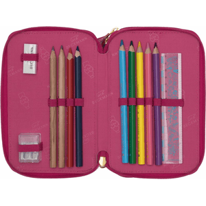 Beckmann 3-fächrige Federmappe mit Inhalt Cherry
