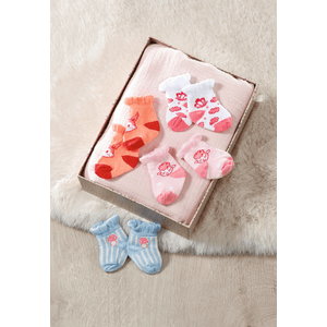 BABY born 2er Pack Socken Lamm-Motiv - Rosa/Weiß oder Blau/Rot