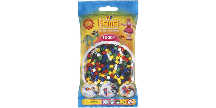 Hama Perlenbeutel.1.000 Stück - Mix 6 Farben