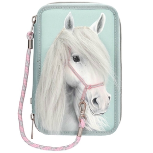 Miss Melody 3 Fach Federtasche mit Pferdekopf Applikation