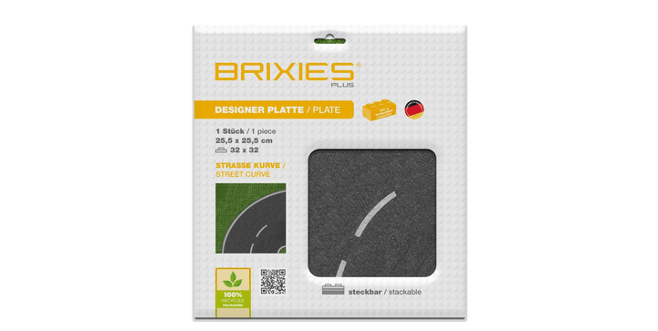 BRIXIES® Bodenplatte 32 x 32 cm Straße Kurve