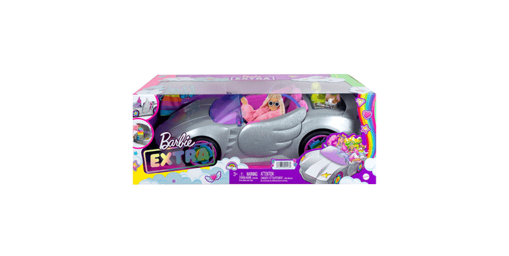 Barbie Extra Cabrio (glitzert) mit Regenbogen Reifen