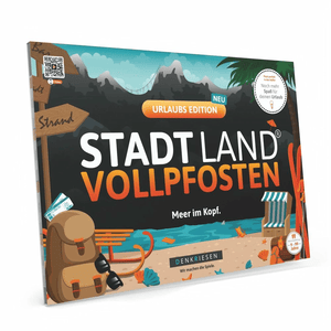 Stadt Land Vollpfosten® Spielblock | Urlaubs Edition - "Meer im Kopf.