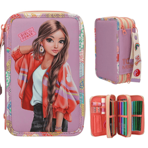 TOPModel 3 Fach Federtasche mit Anhänger GIRL POWER