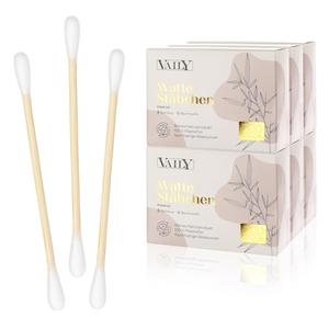 Vaily Wattestäbchen aus Bambus 100% Baumwolle 6 x 200 Stück