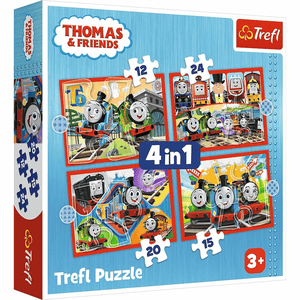 Trefl 4 in 1 Puzzle  12 + 15 + 20 + 24  - Thomas die Lokomotive