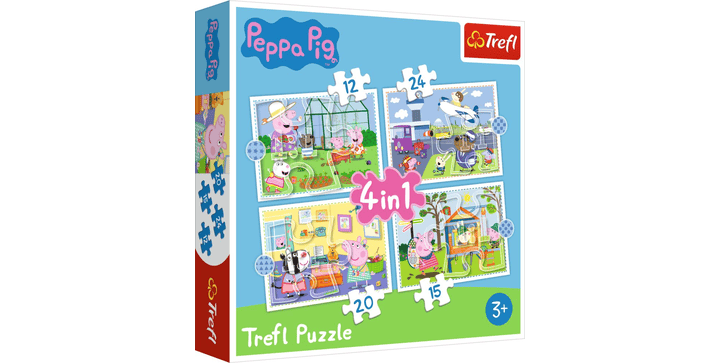 Trefl 4 in 1 Puzzle 12 + 15 + 20 + 24 Teile  - Peppa Pig