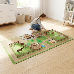 LittleLino Pferde Spielteppich Groß 118 x 220 cm