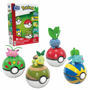 MEGA Pokémon 4er Set - Bisasam Chelast Hoppspross und Myrapla