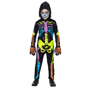 Widmann Kostüm Buntes Neon Skelett - Größe 128  - 5 bis 7 Jahre