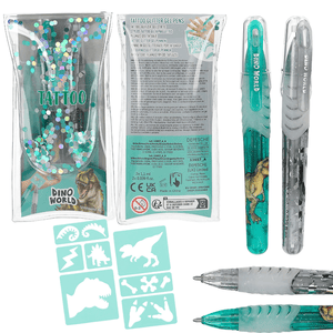 Dino World Tattoo Glitzer Gelstifte - Blindpack