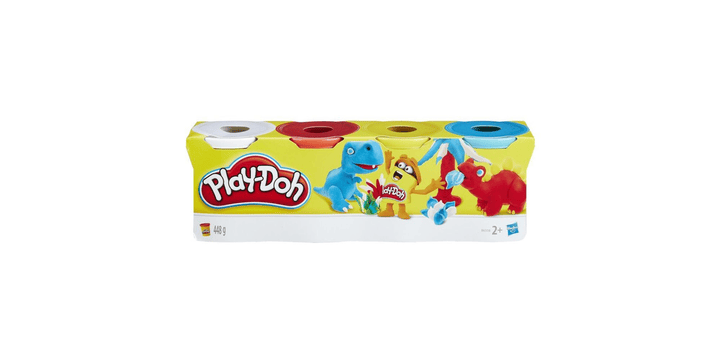 Hasbro Play-Doh 4er-Pack CLASSIC Grundfabren (blaugelbrotweiss) je 112g Knet